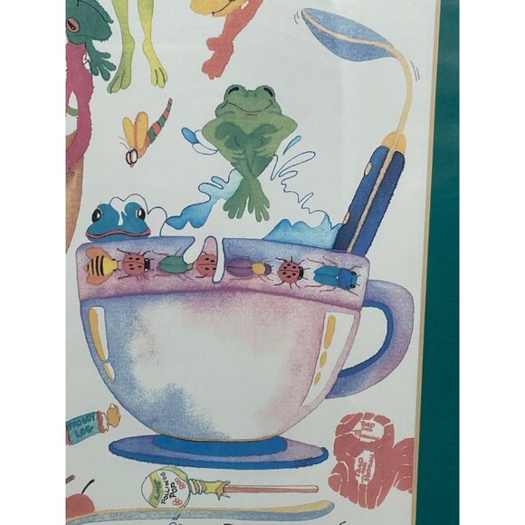 Adorable Hand Painted Watercolor Frogs Framed & Matted by Sherry Tolman Print - Picture 6 of 11